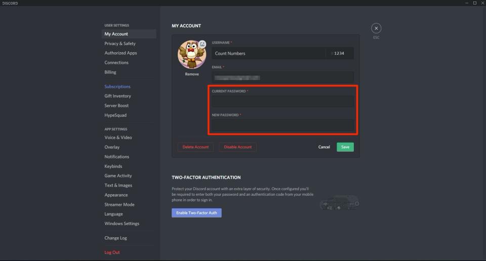 how to change discord password 4