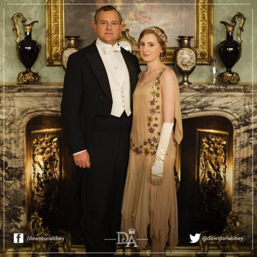 Downton Abbey promotional photo with water bottle in background