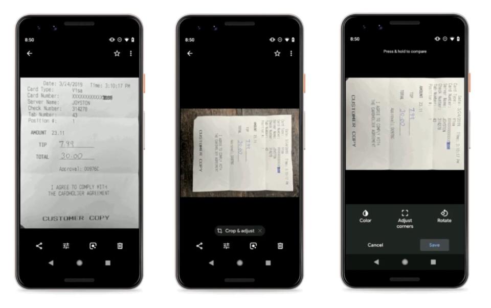 Google is making it easier to capture clear photographs of receipts and otherdocuments