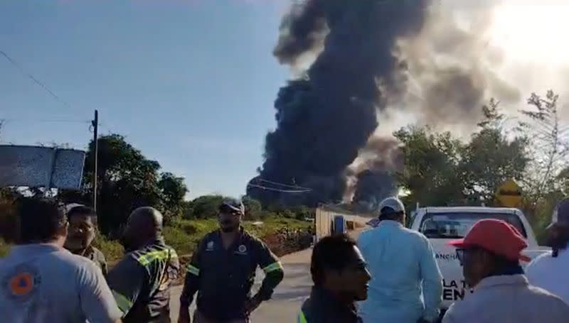 Pipeline explosion at the facilities of state-owned oil company Pemex, in Ixhuatlan del Sureste