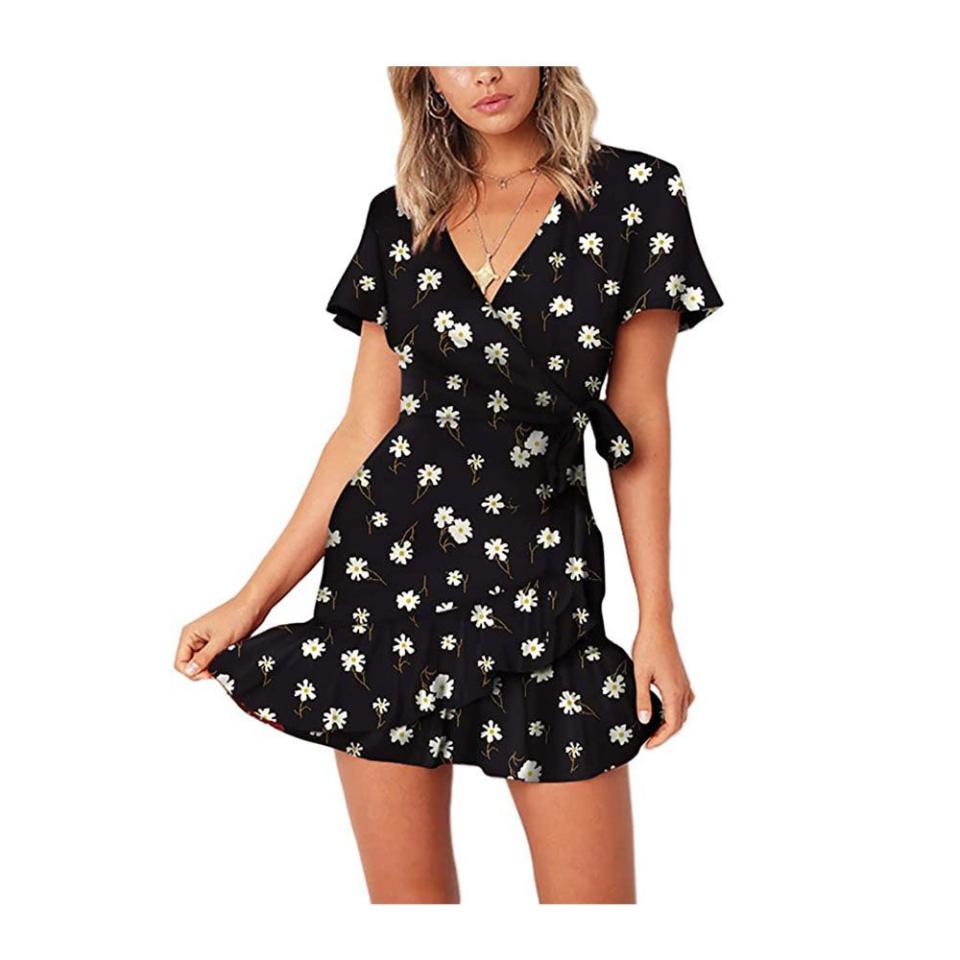 3) Relipop Women's Print V-Neck Casual Short Dress