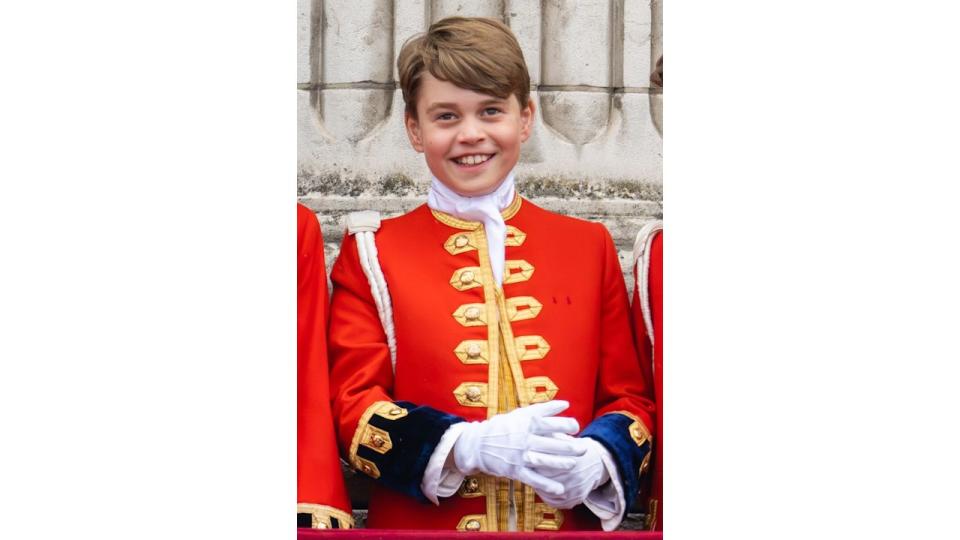 Prince George smiling on balcony after coronation