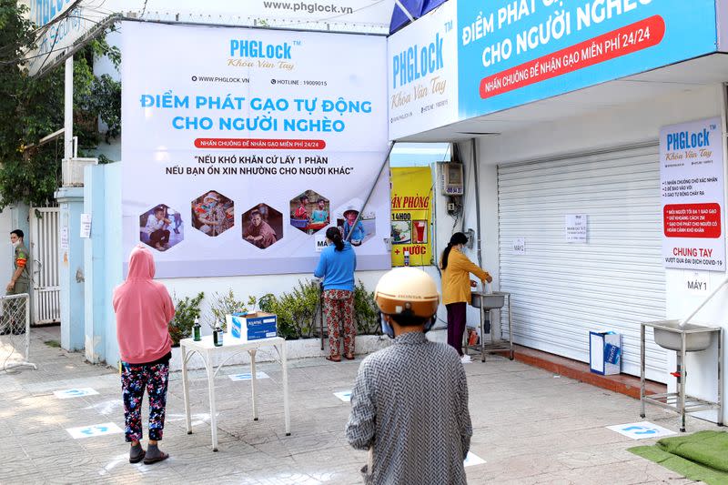 'Rice ATM' is seen during the outbreak of the coronavirus disease (COVID-19), in Ho Chi Minh