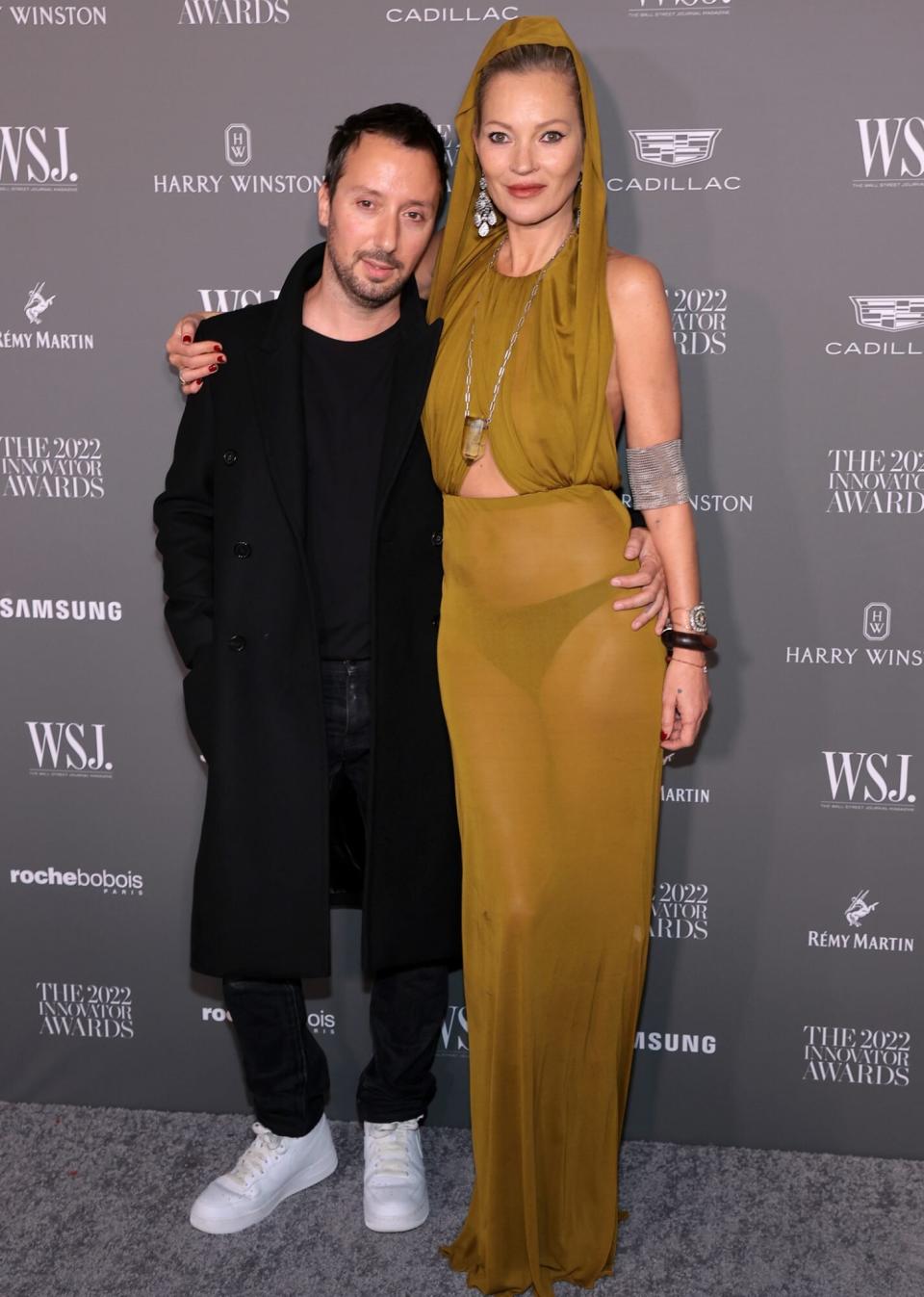 Anthony Vaccarello and Kate Moss attend the WSJ. Magazine 2022 Innovator Awards