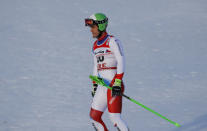 Alpine Skiing - FIS Alpine World Ski Championships - Men's Giant Slalom - Are, Sweden - February 15, 2019 - Switzerland’s Thomas Tumler reacts. REUTERS/Leonhard Foeger