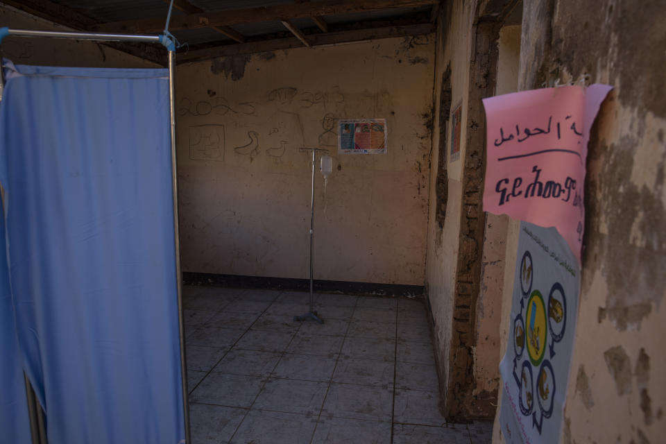 A clinic where Tigray refugees who fled the conflict in Ethiopia's Tigray region, get treated at Umm Rakouba refugee camp in Qadarif, eastern Sudan, Tuesday, Nov. 24, 2020. (AP Photo/Nariman El-Mofty)