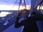 Celebrity photos: Olly Murs is currently on a promotional tour of Australia. He stopped for this Twitpic as he walked across a bridge, posing in true Olly style by poking his tongue out. He accompanied the picture with a caption saying what a great time he was having in Oz.