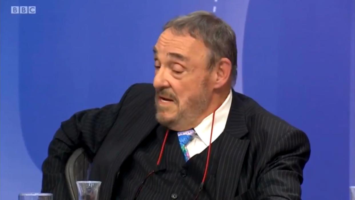 John Rhys-Davies has been accused of ‘thuggish’ and ‘sexist’ behaviour after blowing up at MP Caroline Lucas on BBC’s Question Time