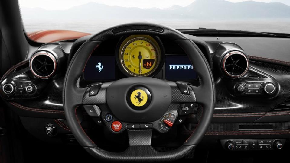 The interior of Ferrari's F8 Tributo