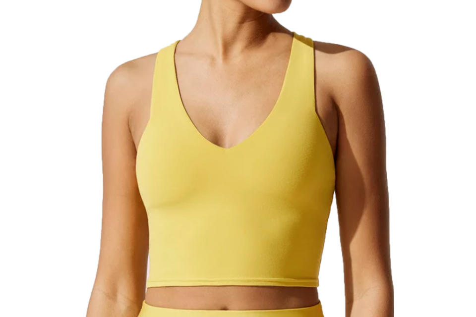 alo yoga, workout, tank, yellow