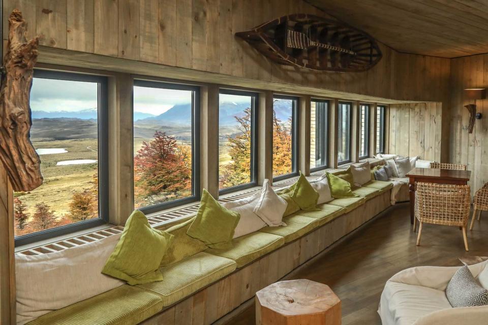 View from the lounge area at the Awasi Patagonia resort in Chile