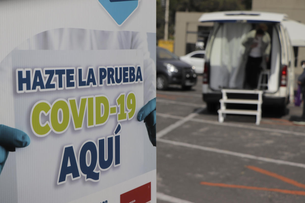 Carrying out rapid COVID-19 tests inside a van in the parking lot of a Soriana self-service store in Mexico City.   Currently, the hospital occupancy of COVID-19 patients in Mexico City during the health emergency and epidemiological red light is 91%. The suspension of all non-essential activities will continue until January 18, 2021. (Photo by Gerardo Vieyra/NurPhoto via Getty Images)