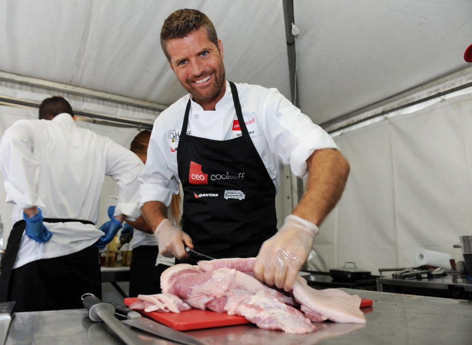 Chef Pete Evans at the CEO Cook Off in Sydney cathedral square. 