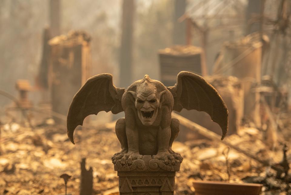 <p>Wildfires ripping through North and South California have lead to dozens of death and over 200 missing. Left behind are remnants of homes, cars, and creatures left to race the speed of the flames.<br>(Photos by Justin Sullivan/Getty Images) </p>