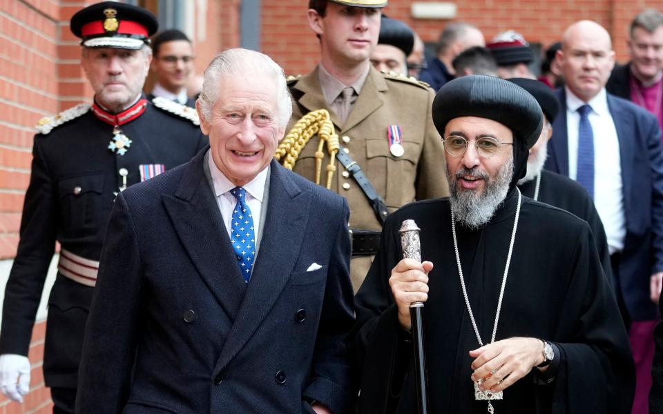 The King attends an advent service at the Coptic church