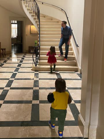 <p>Jazz Charton Instagram</p> Kieran Culkin with his kids on set