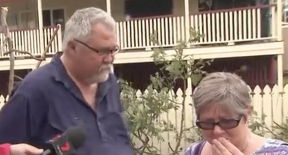 Greg and Gail Hellmuth sheltered under a mattress as their newly renovated home in Tansey peeled apart. Image: 7 News