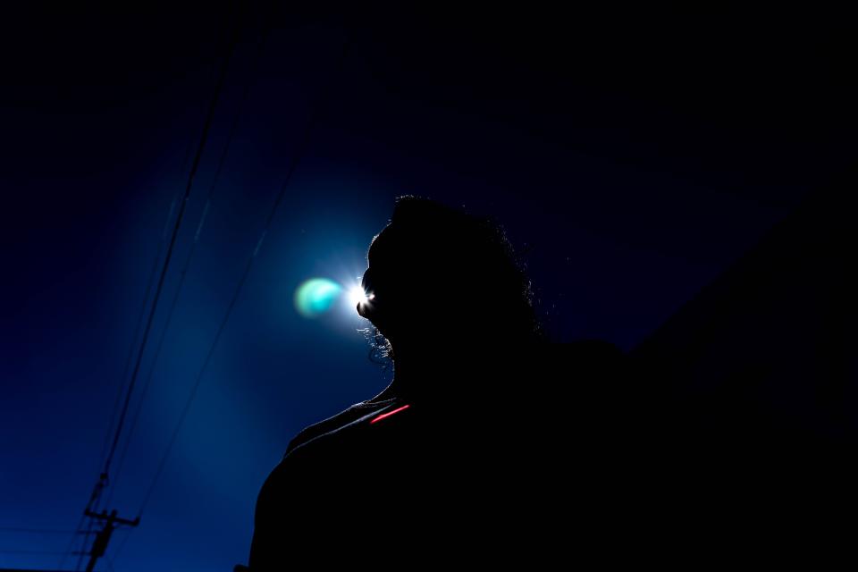 A migrant from Michoacán who chose to not be identified for safety concerns poses for a portrait at the Kino Border Initiative shelter in Nogales, Sonora, Mexico, on Oct. 26, 2022.