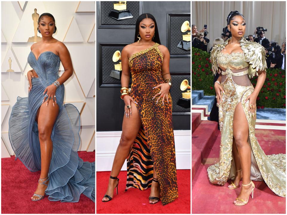 Megan Thee Stallion at Oscars, the Grammy Awards, and the Met Gala in 2022.