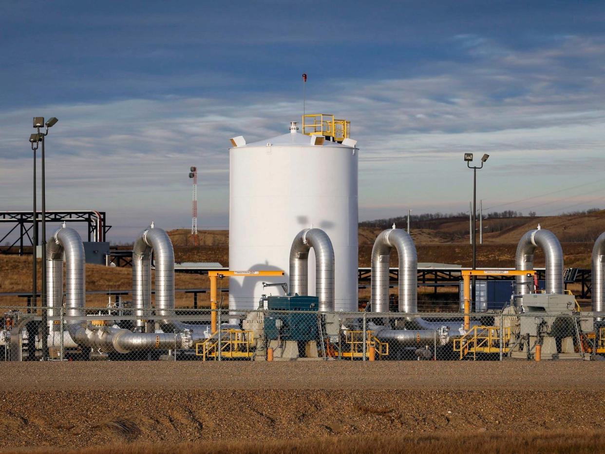 This November 2015 file photo shows the Keystone pipeline facility in Hardisty, Alberta: AP