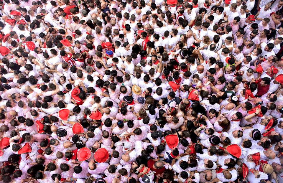 <p>Revellers attend the opening of the San Fermin festival in Pamplona, Spain, July 6, 2018. (Photo: Vincent West/Reuters) </p>