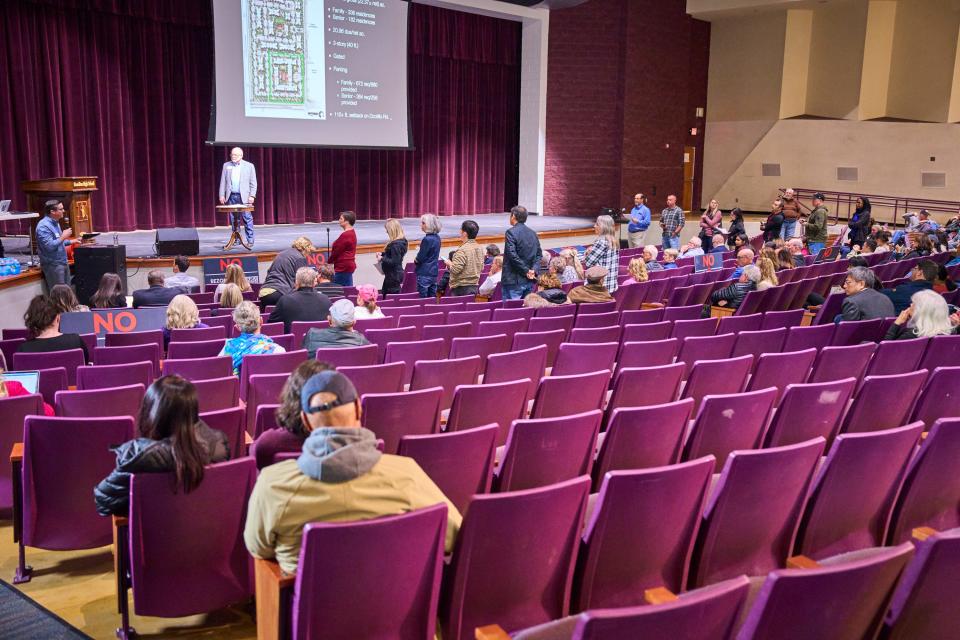 Chandler residents ask zoning questions during a town hall at Hamilton High School in Chandler on Jan. 25, 2023.