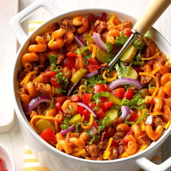 One-Pot Bacon Cheeseburger Pasta