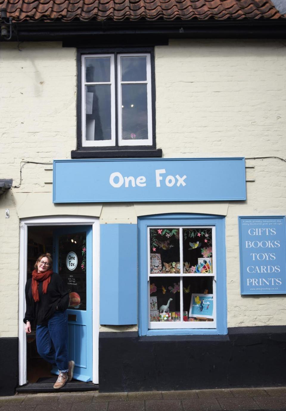 Eastern Daily Press: Kate Read outside her One Fox shop and studio in Red Lion Street, Aylsham Picture: Denise Bradley