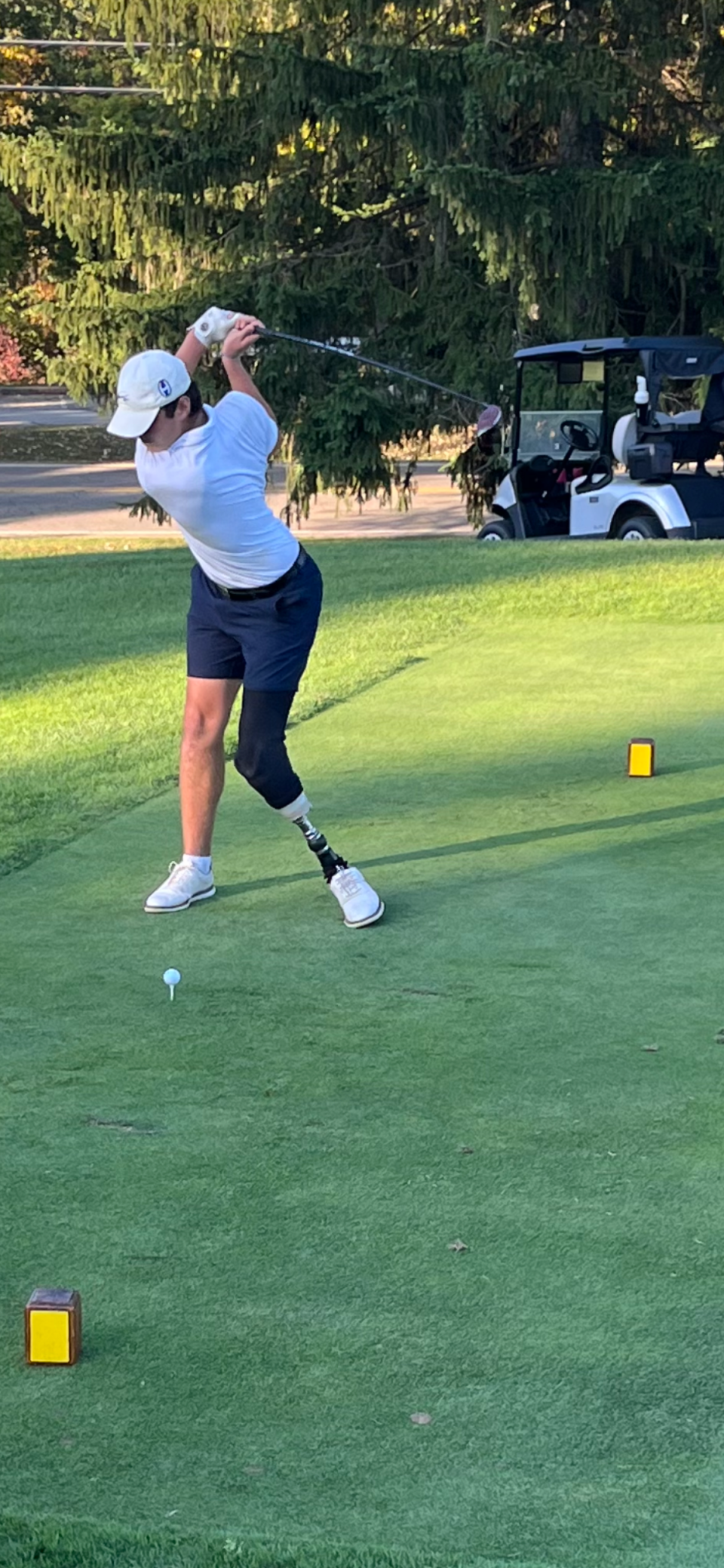 Archbishop Hoban senior golfer Kord Ready hits a tee shot on Sunday, October 1, 2023 during the Hoban Invitational on the Firestone Country Club West Course in Akron, Ohio.