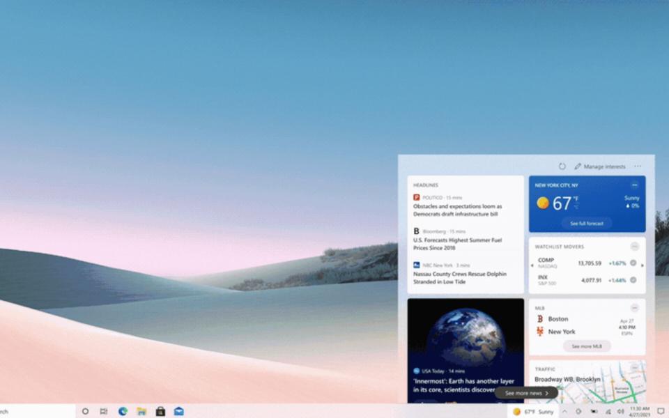 Weather and news taskbar