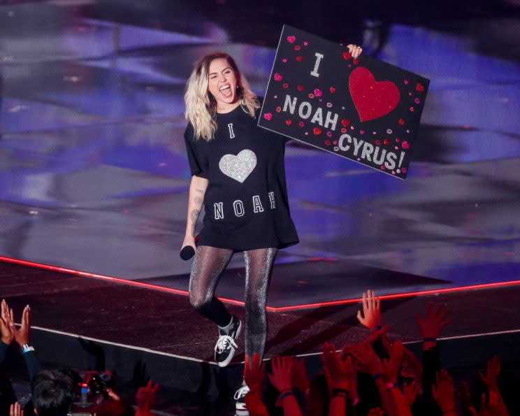 Miley on Sunday at the iHeartRadio Music Awards. (Photo: Getty Images)