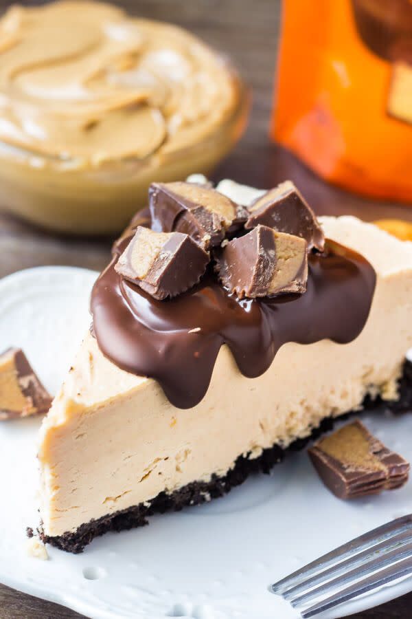 <p>This no-bake cheesecake only takes 15 minutes to make, so it's perfect for those days when you don't have an hour to whip up a dessert.</p><p><em><a href="https://www.justsotasty.com/no-bake-peanut-butter-cheesecake/" rel="nofollow noopener" target="_blank" data-ylk="slk:Get the recipe from Just So Tasty »;elm:context_link;itc:0;sec:content-canvas" class="link ">Get the recipe from Just So Tasty »</a></em><br></p>