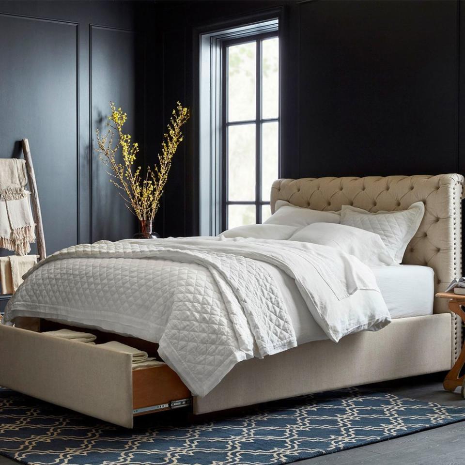 <p><a href="https://go.redirectingat.com?id=74968X1596630&url=https%3A%2F%2Fwww.potterybarn.com%2Fproducts%2Fchesterfield-upholstered-storage-bed&sref=https%3A%2F%2Fwww.bestproducts.com%2Fhome%2Fdecor%2Fg563%2Fbest-storage-beds-frames%2F" rel="nofollow noopener" target="_blank" data-ylk="slk:Shop Now;elm:context_link;itc:0;sec:content-canvas" class="link ">Shop Now</a></p><p>Chesterfield Tufted Upholstered Storage Platform Bed</p><p>potterybarn.com</p><p>$3499.00</p>