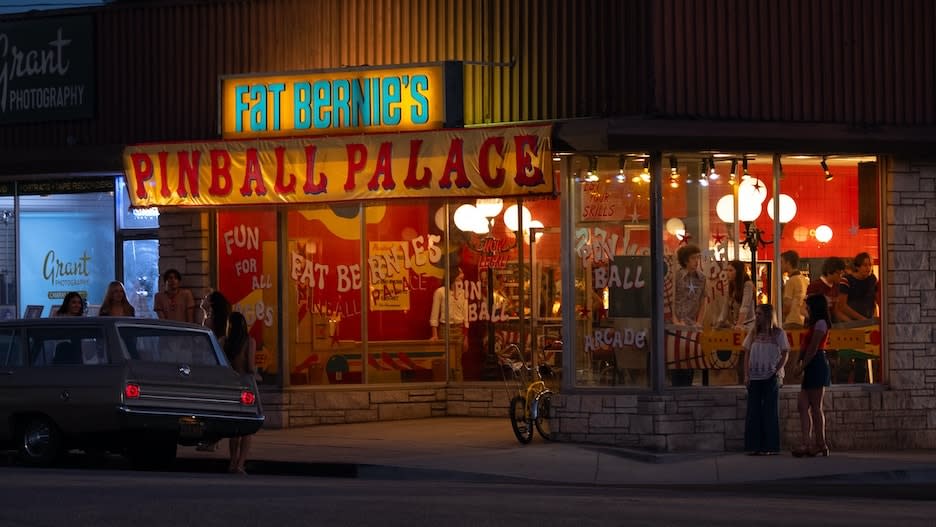 “Fat Bernie’s Pinball Palace,” re-created in the Southern California town of Chatsworth (MGM)