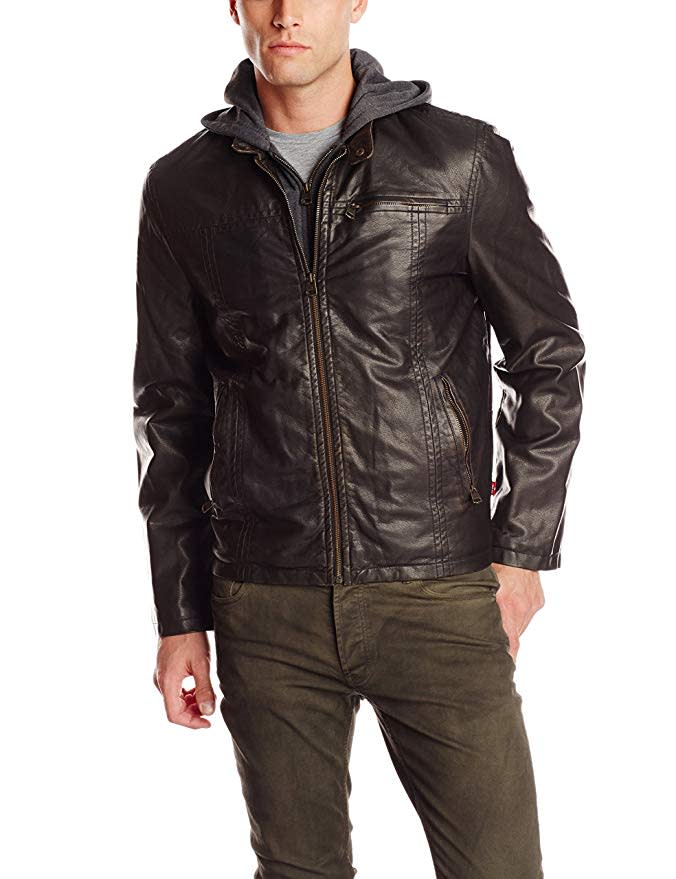 Levi’s Men’s Faux-Leather Jacket with Hood (Photo: Amazon)