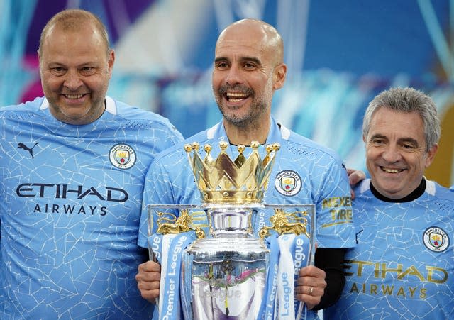 Lillo, right, has been hailed by Pep Guardiola, centre, for his diligence (Dave Thompson/PA)