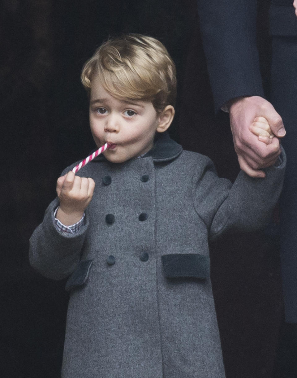 BUCKLEBURY, BERKSHIRE - DECEMBER 25:  Prince George of Cambridge attends Church on Christmas Day on December 25, 2016 in Bucklebury, Berkshire.  (Photo by Samir Hussein/Samir Hussein/WireImage)