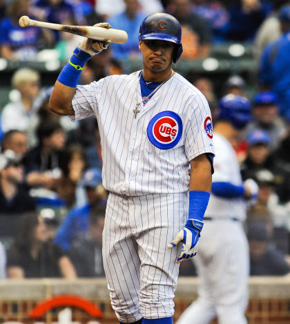 Javier Baez, after yet another out. (Matt Marton-USA TODAY Sports)