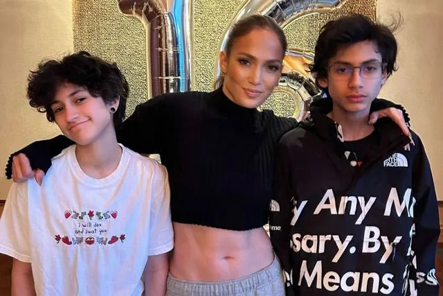 <p>Jennifer Lopez/Instagram</p> Jennifer Lopez with her two kids, 16-year-old twins Max and Emme