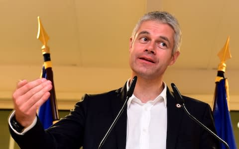 French right-wing Les Republicains (LR) party vice-president and candidate for the party's presidency Laurent Wauquiez 