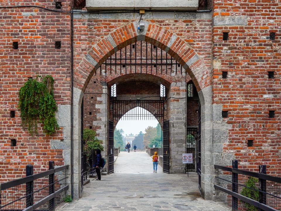 The entrance gates of Castello Sforzesco in Milan.