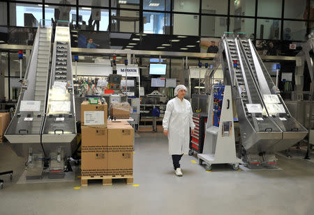 FILE PHOTO: An employee walks in the insulin production plant of Danish multinational pharmaceutical company Novo Nordisk in Chartres, north-central France, April 21, 2016. REUTERS/Guillaume Souvant/Pool/File Photo