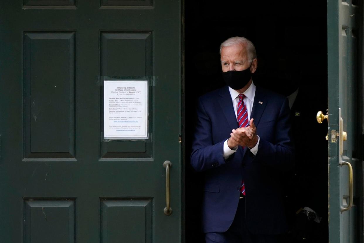 The Democratic presidential nominee, Joe Biden, on Sunday (AP)