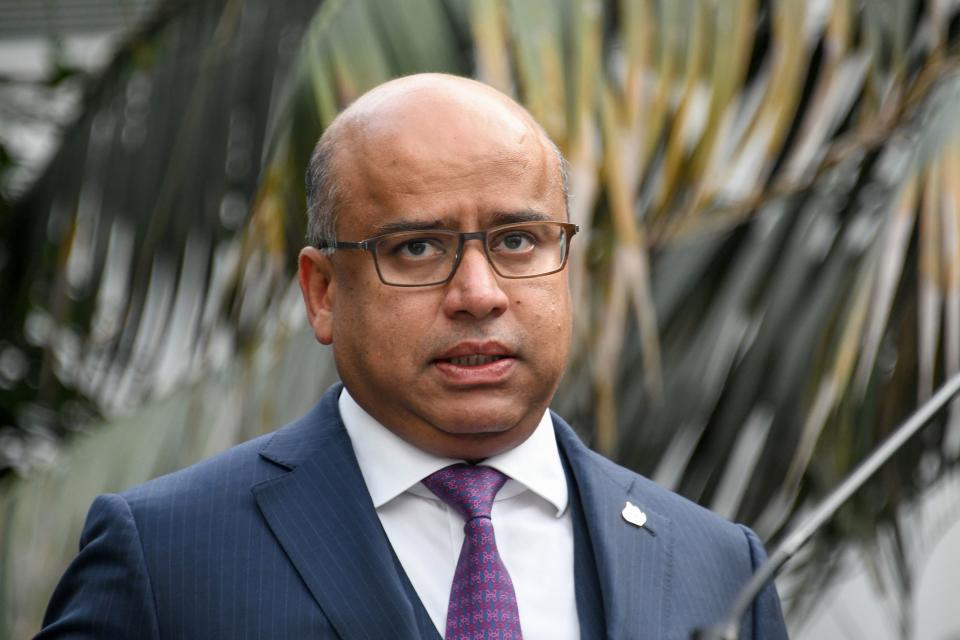 Sanjeev Gupta, the head of English steel and metals company Liberty House, looks on during the inauguration ceremony of the Liberty Aluminium Dunkerque's plant in Dunkirk on January 24, 2019, after the company's takeover by Liberty House. - Liberty House, the industrial arm of businessman Sanjeev Gupta's GFG Alliance, bought out the Europe's biggest aluminium smelter from Anglo-Australian mining giant Rio Tinto. Sanjeev Gupta unveilled on January 24, 2019 a $55 million dollars investment for the plant. (Photo by DENIS CHARLET / AFP)        (Photo credit should read DENIS CHARLET/AFP via Getty Images)