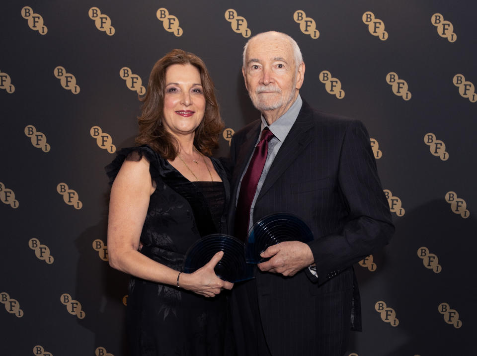 James Bond producers Barbara Broccoli and Michael G Wilson awarded BFI Fellowships at the BFI Chair's Dinner at Claridge's in London. (Suzan Moore/PA Images via Getty Images)