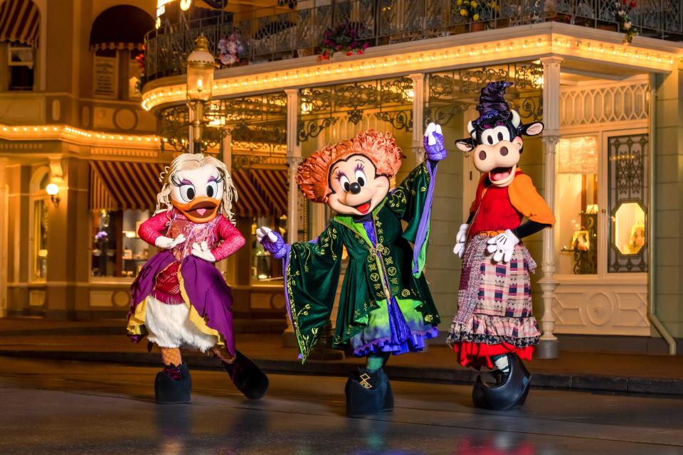 Minnie Mouse, Daisy Duck and Clarabelle Cow, dressed as the Sanderson Sisters from Disney “Hocus Pocus”, will make their debut this year in Mickey's "Boo-To-You" Halloween Parade at Mickey’s Not-So-Scary Halloween Party.