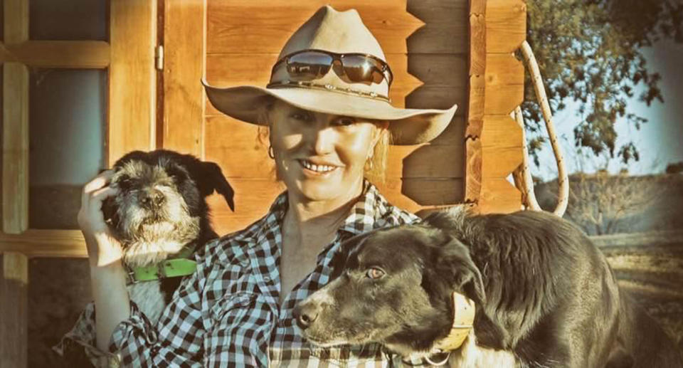 Pictured is farmer Marlene Brewer who is fed up with NSW's crippling drought conditions.