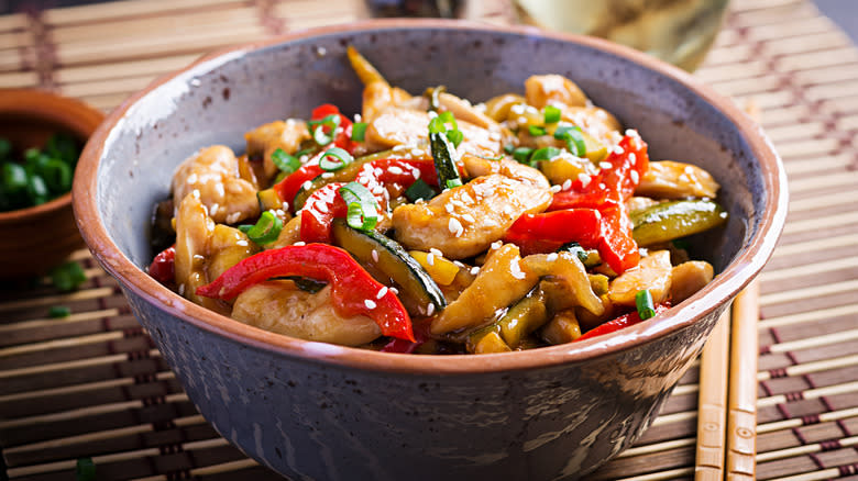 Pad Thai stir fry in pan 