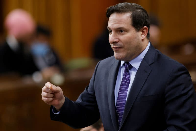 FILE PHOTO: Canada's Minister of Public Safety Marco Mendicino speaks during Question Period in the House of Commons on Parliament Hill in Ottawa