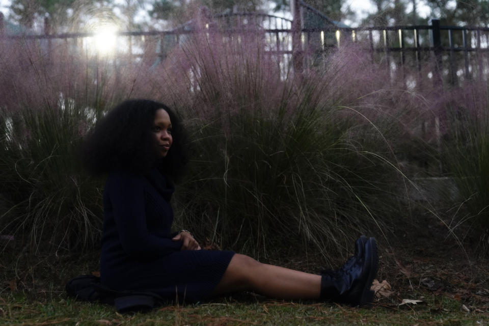 Mira Ugwuadu, 17, poses for a portrait on Thursday, Nov. 17, 2022, in Marietta, Ga. School districts across the country have struggled to staff up to address students' mental health needs. (AP Photo/Brynn Anderson)